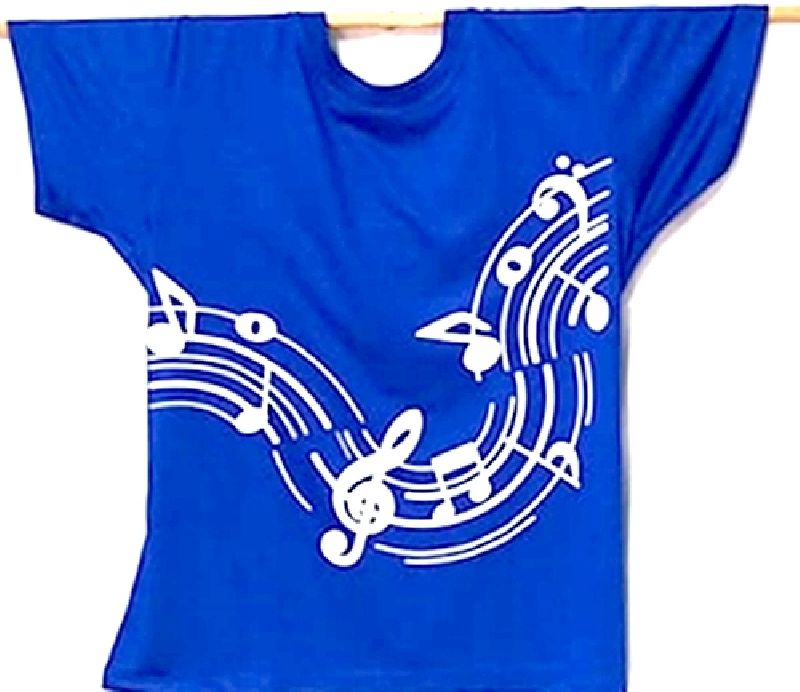 Camiseta Musical Azul Bic baby look silk pauta onda do P ao EXG 