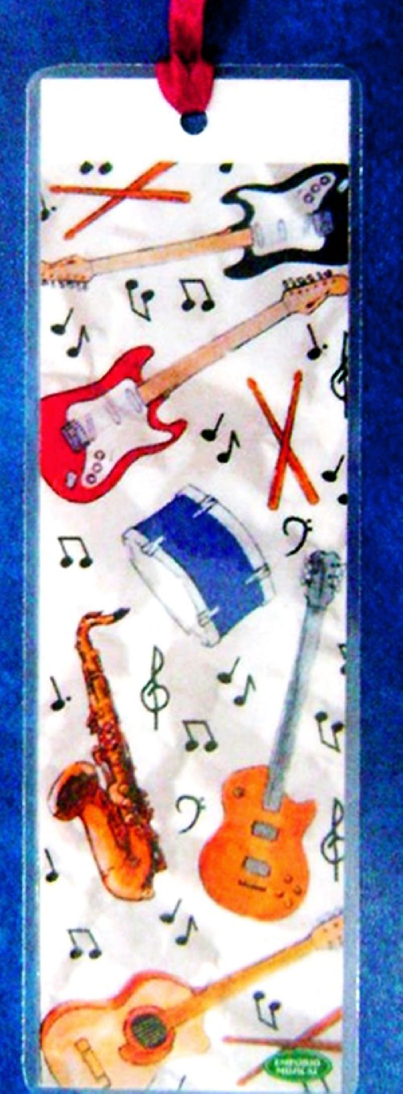 Marca Página Musical  instrumentos musicais plastificado com fita de cetim 