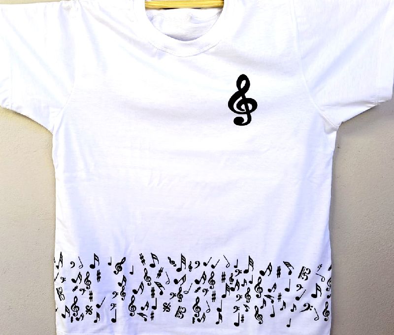 Camiseta Musical branca baby look silk barra de simbolos do P ao EXG 
