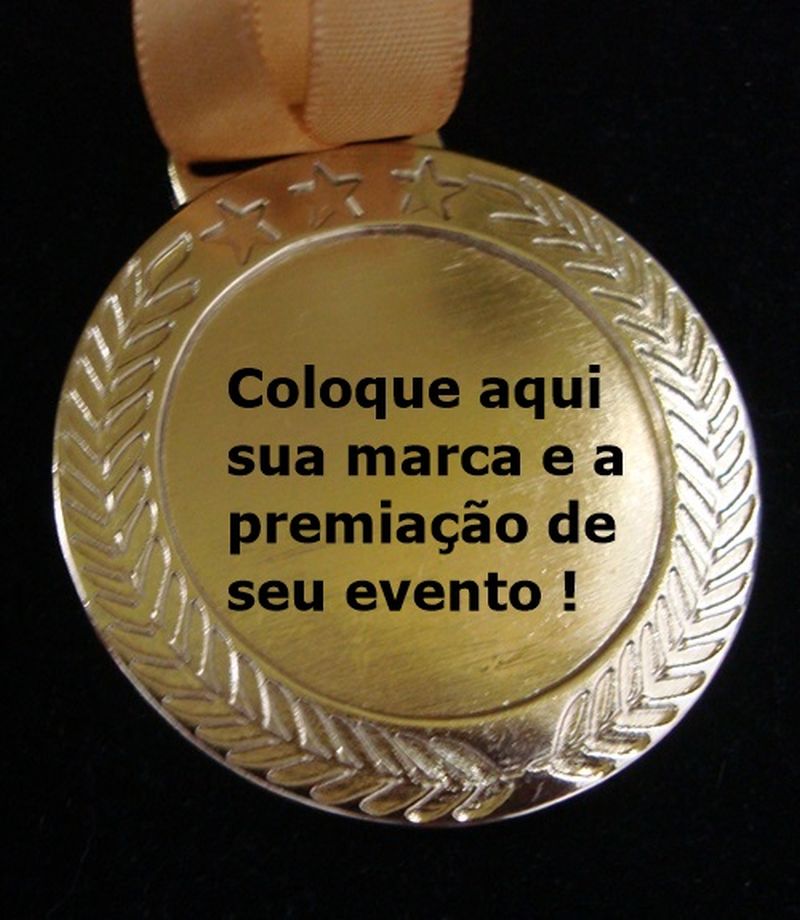 Medalha Musical de Metal Dourada 5cm de diametro c/ fita de cetim