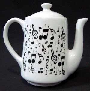 Bule Musical simbolos pretos Porcelana 