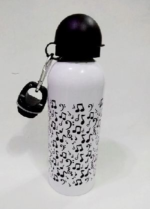 Squeeze de aluminio personalizado com notas musicais branco