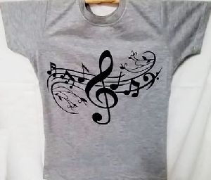 Camiseta Musical cinza mescla baby look silk pauta flor do P ao EXG 