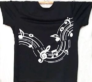 Camiseta Musical Preta baby look silk pauta onda do P ao EXG	