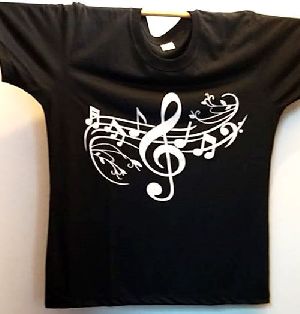 Camiseta Musical preta silk pauta flor do P ao exg 