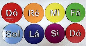Kit Discos redondo de MDF colorida com nome das notas 3 cm