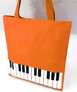 Bolsa Ecologica laranja teclado silk branco 39X38 cm 