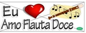 Adesivo Musical Eu amo Flauta Doce  18X7 cm 
